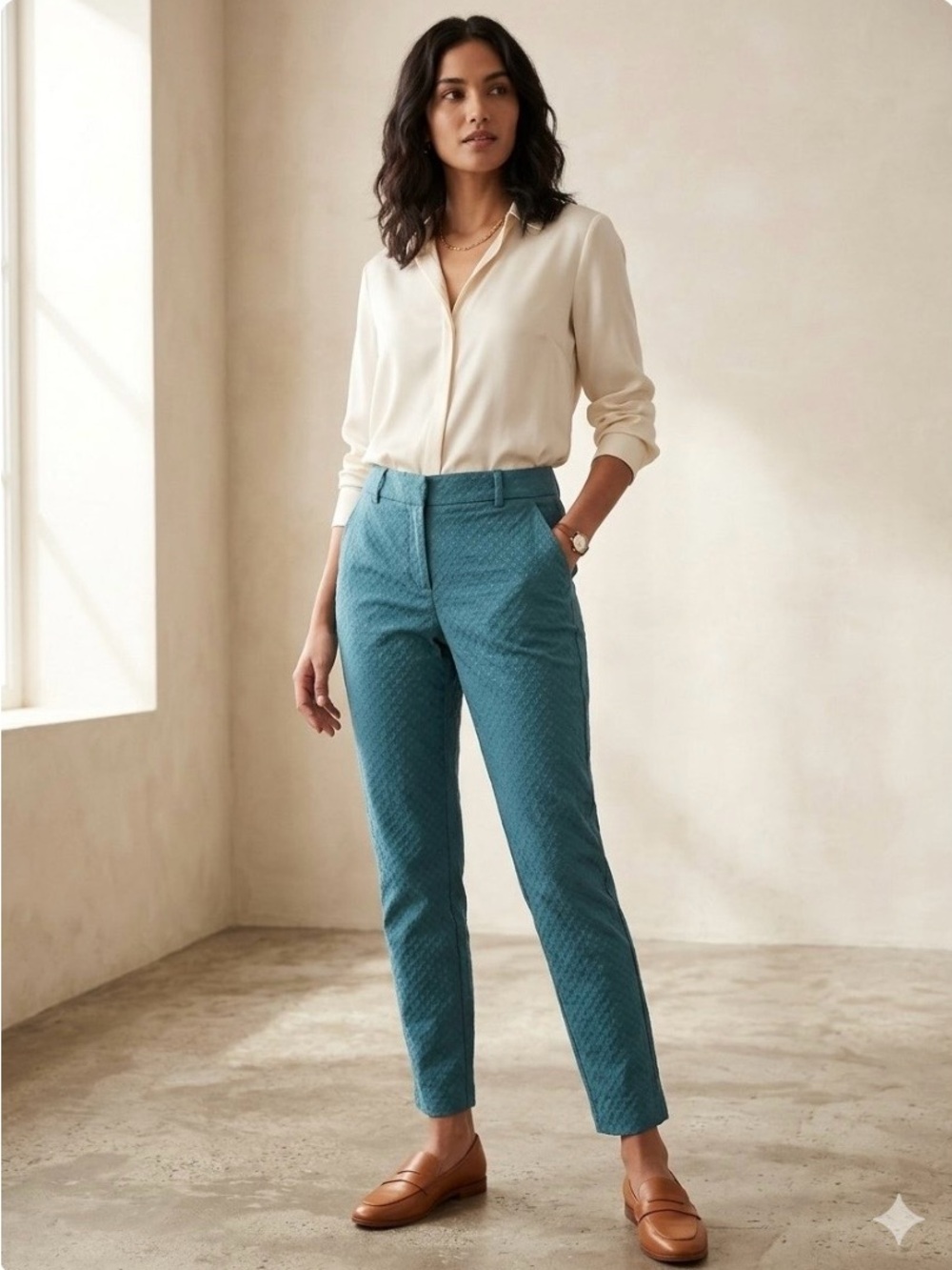 Merona Teal Tailored Quilted Ankle Pants